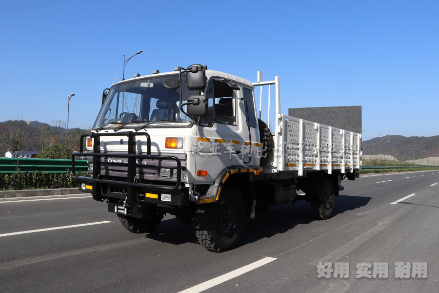 <strong>東風(fēng)4X4卡車EQ2070改裝四驅(qū)液壓越野載貨板車，載貨車裝卸貨必備利器</strong>